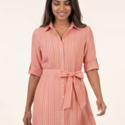 dress 22 Stripped Belted Shirt Midi Dress